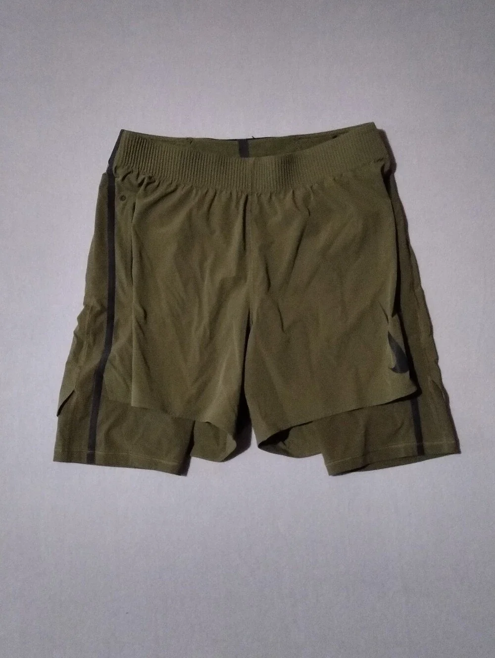 Nike Dri-Fit Pro Olive Green Black Comfort Lining Mens Training Running Shorts
